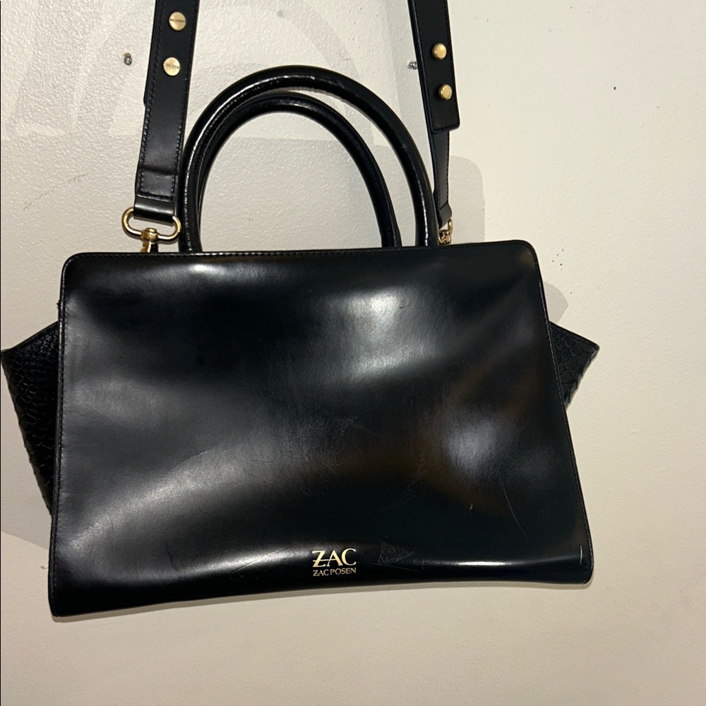ZAC Zac Posen Glossy Black Satchel